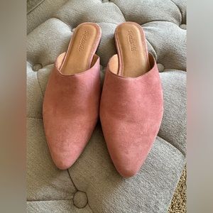 Madewell Pink Suede Mules - Size 9